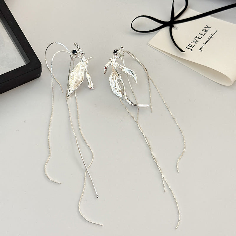 Silver plated petal earrings