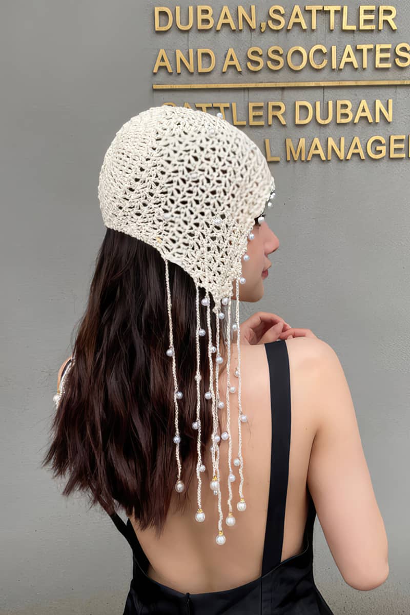 Handmade pearl tassel hollow cap