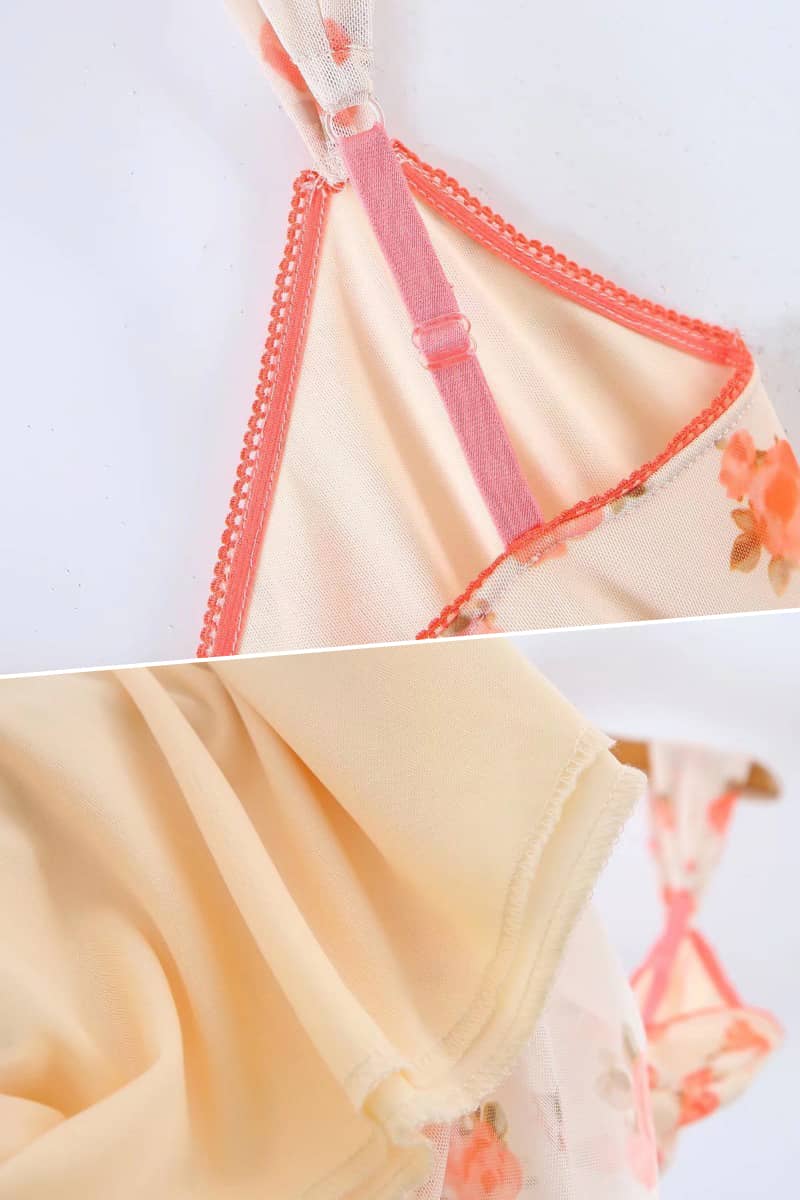 Sling V-neck Floral Print One Step Dress Package Hip Dress