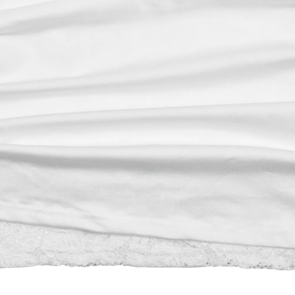 V-neck lace patchwork halter neck ribbon hip dress