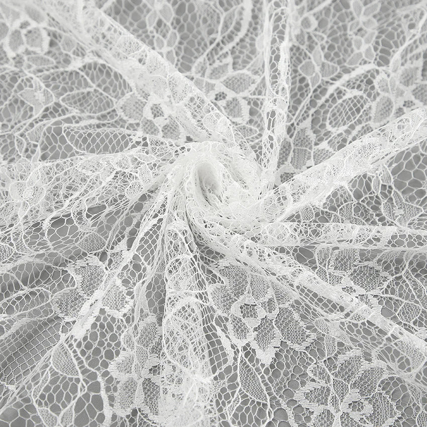 Lace Sheer White Jacquard High-Waist Skirt