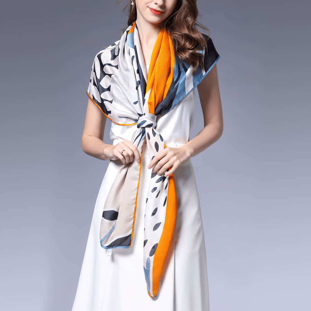 Fashion Women Shawl Print Silk Scarf One Size | IFAUN