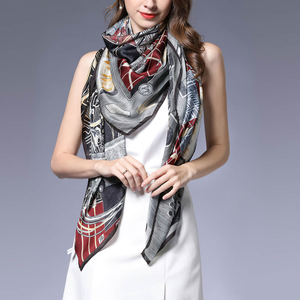 Fashion Women Shawl Print Silk Scarf  | IFAUN