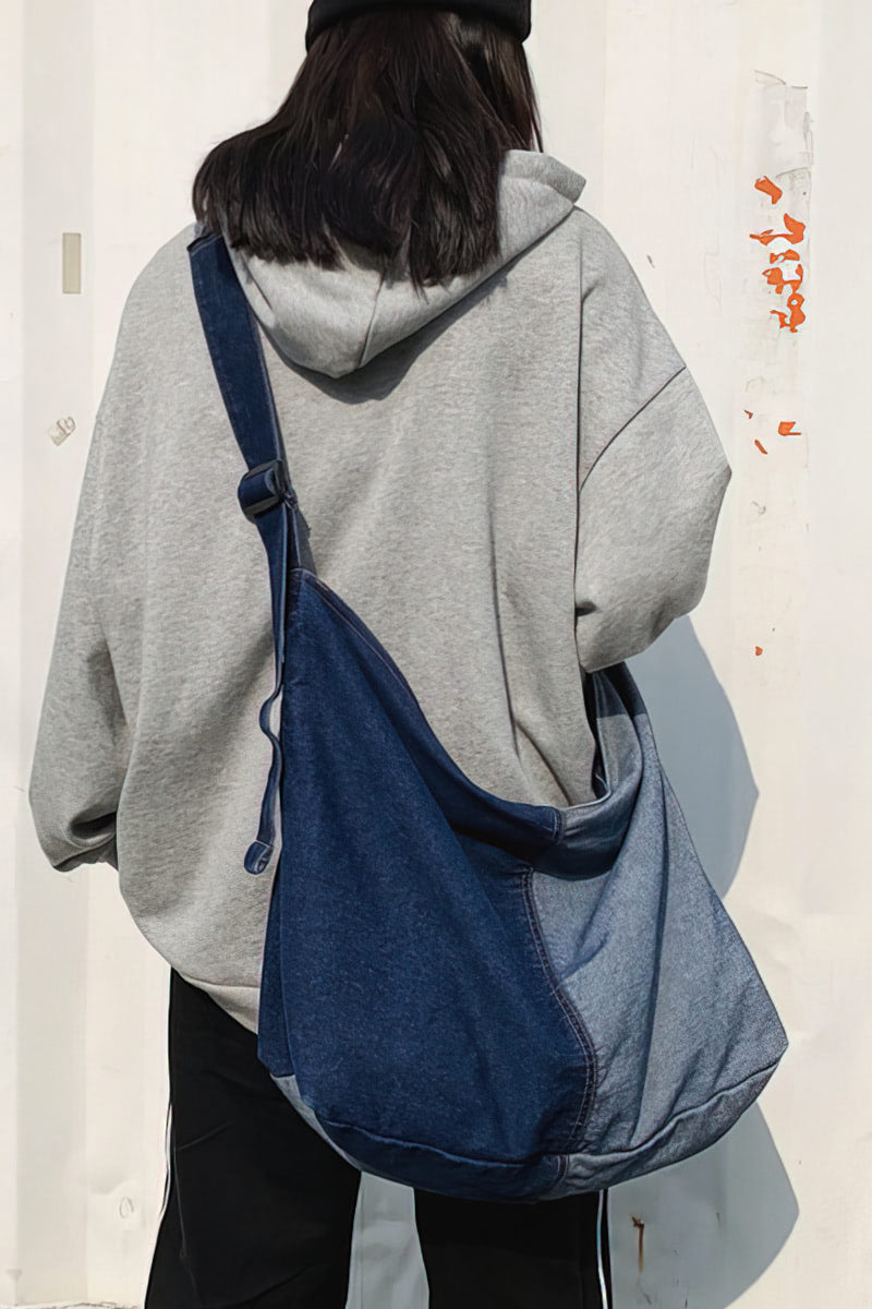 Large capacity crossbody denim bag for lazy style