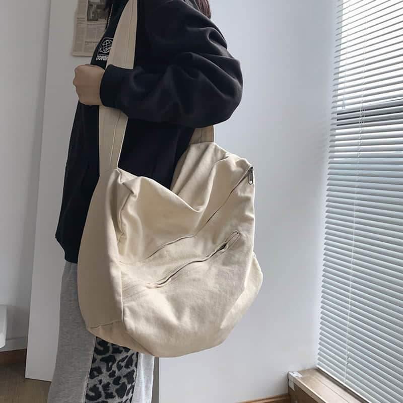 women's canvas bag shoulder bag simple large-capacity shoulder bag  | IFAUN