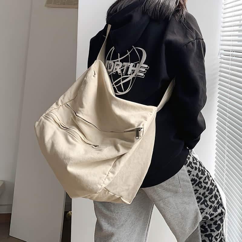women's canvas bag shoulder bag simple large-capacity shoulder bag  | IFAUN