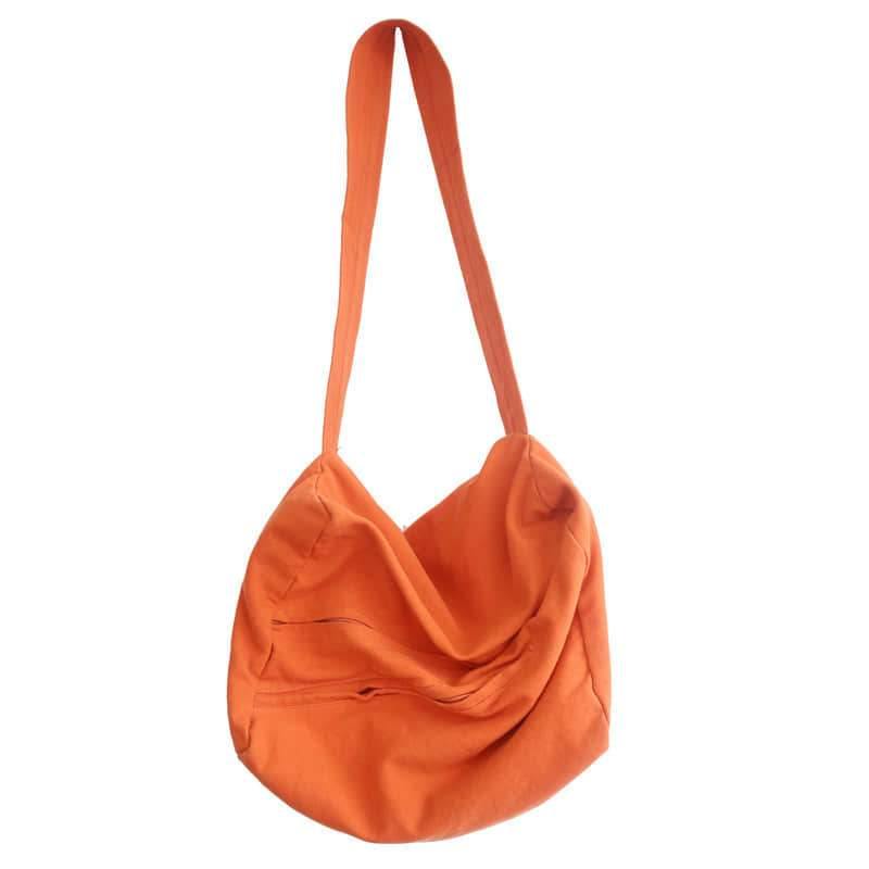 women's canvas bag shoulder bag simple large-capacity shoulder bag OrangeRed | IFAUN
