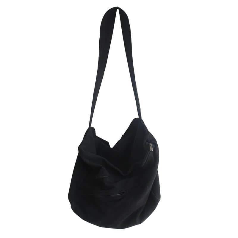 women's canvas bag shoulder bag simple large-capacity shoulder bag Black | IFAUN