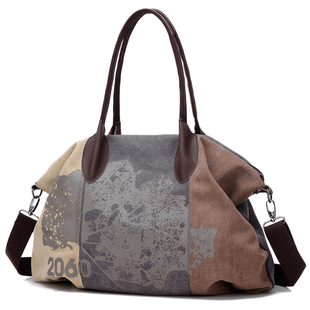 Tote bag single shoulder messenger bag casual lady graffiti big bag Tan | IFAUN
