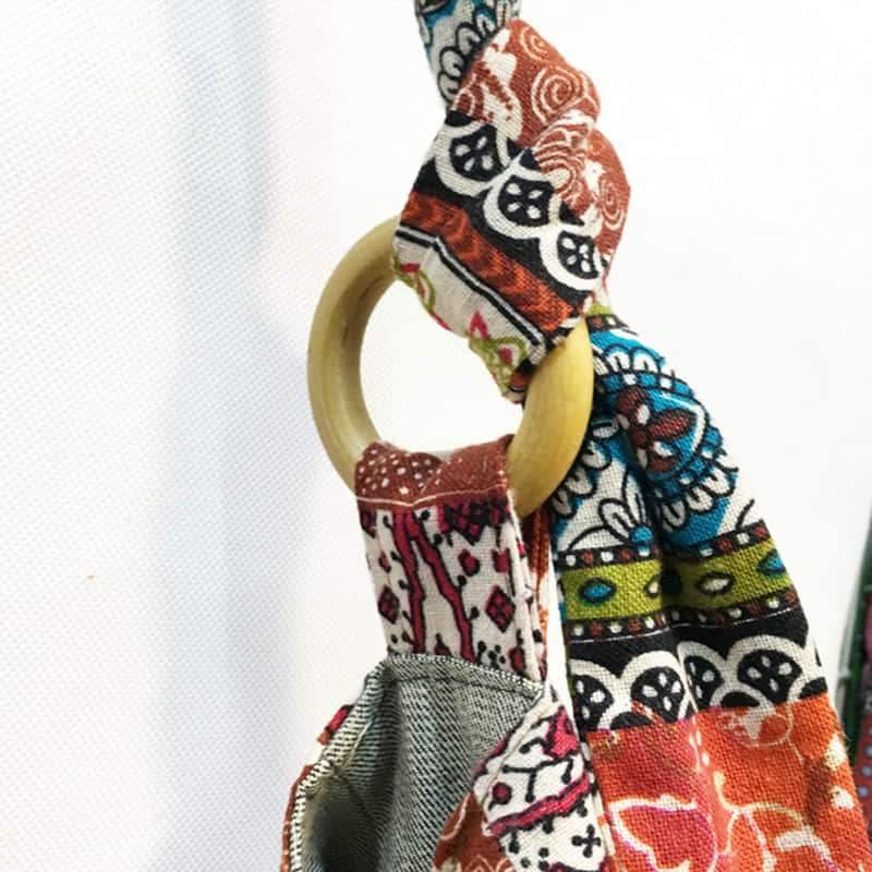 Adjustable satchel in printed linen cotton bag | IFAUN