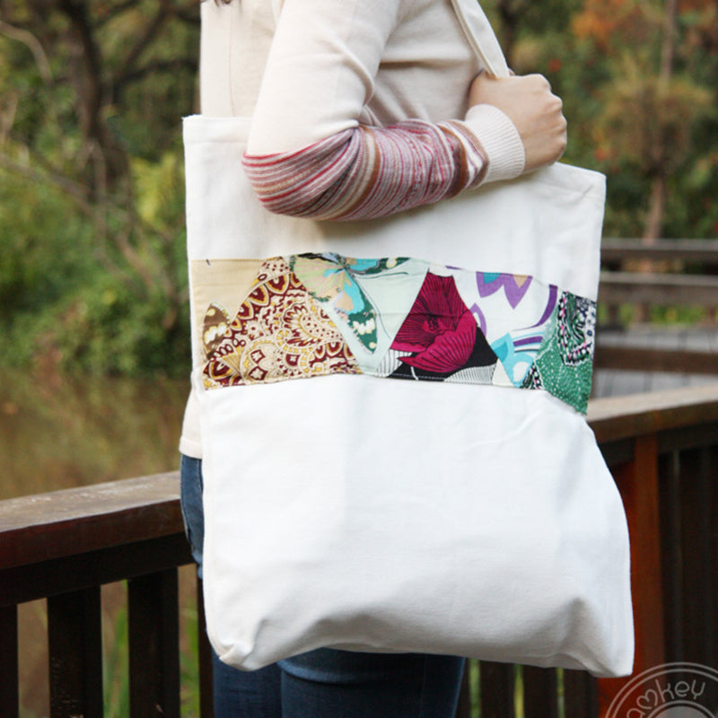 Printed patchwork canvas bag  | IFAUN