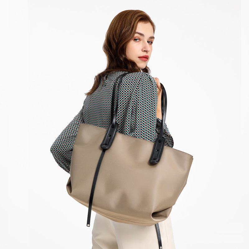 Large capacity messenger bag all-match portable tote bag Khaki | IFAUN