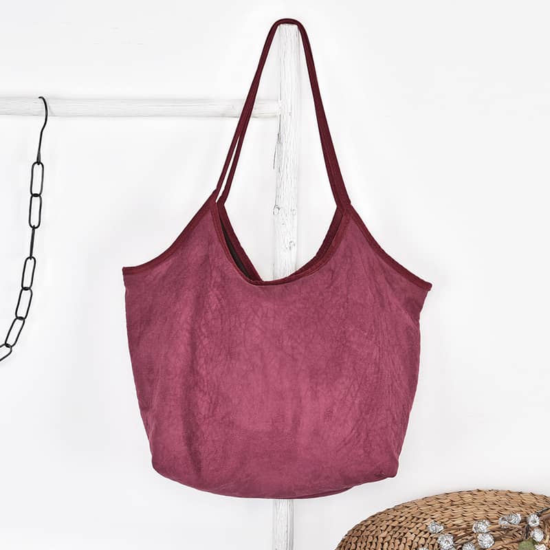 Simple casual Micro suede shoulder bag Red | IFAUN