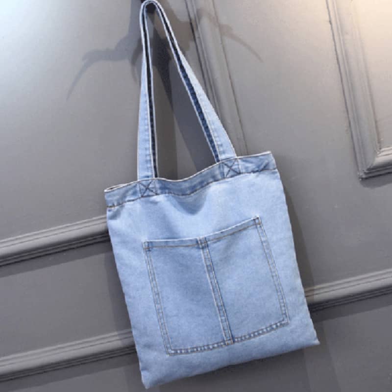 Casual street canvas denim shoulder bag A / LightBlue | IFAUN