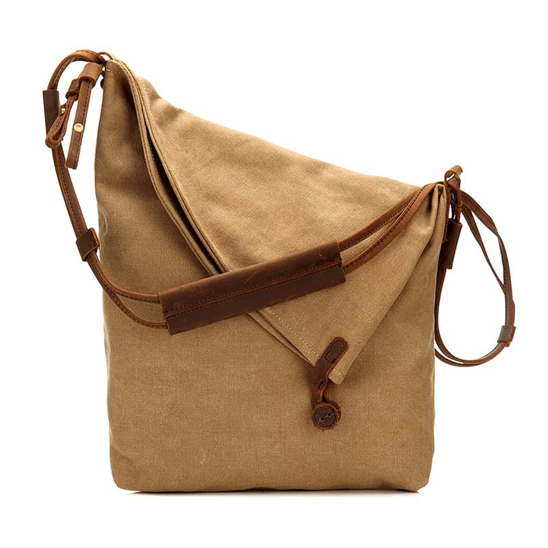 Full leather shoulder strap crossbody bag Khaki | IFAUN