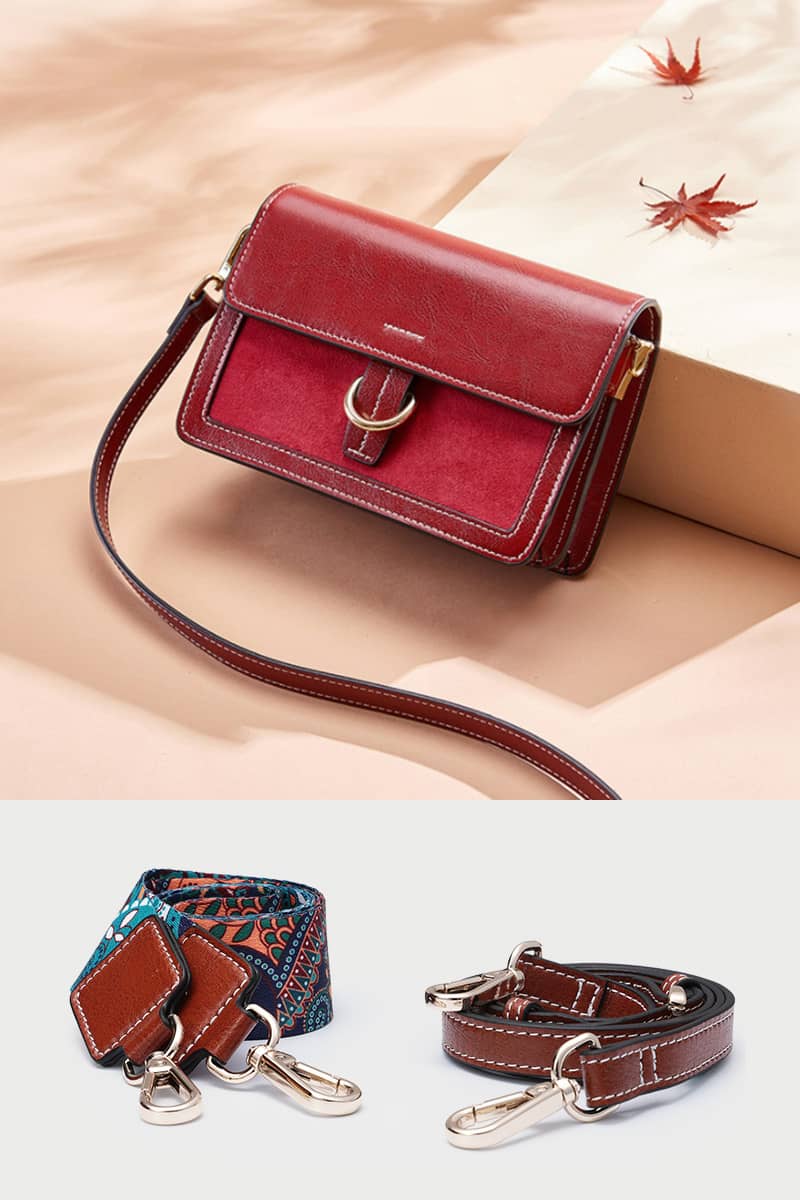 Fashion PU leather shoulder crossbody wide band small square bag