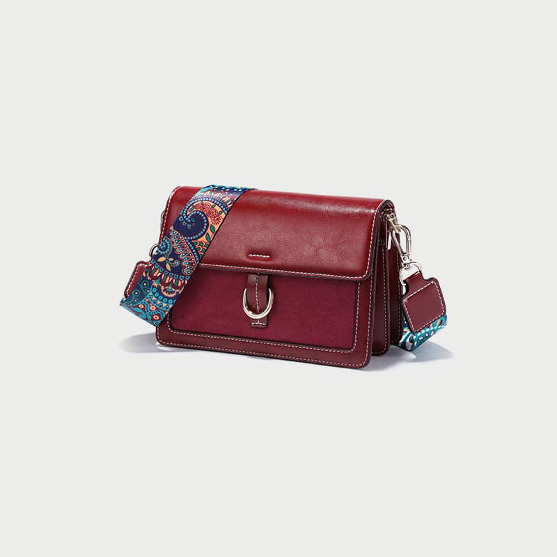 Fashion PU leather shoulder crossbody wide band small square bag