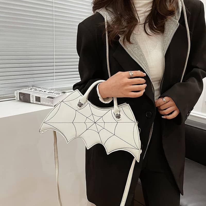 Embroidered bat pu handbag