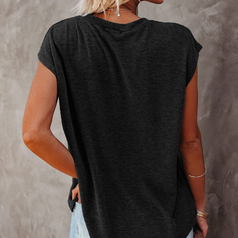 Pure color simple pullover short sleeve T-shirt | IFAUN