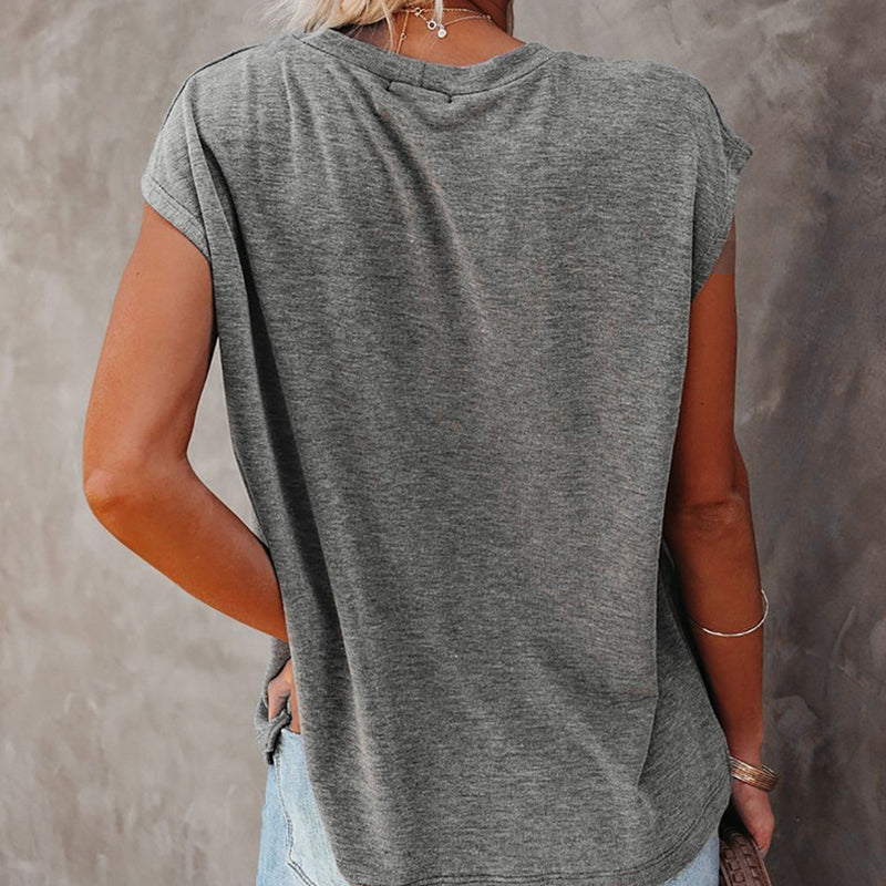 Pure color simple pullover short sleeve T-shirt | IFAUN