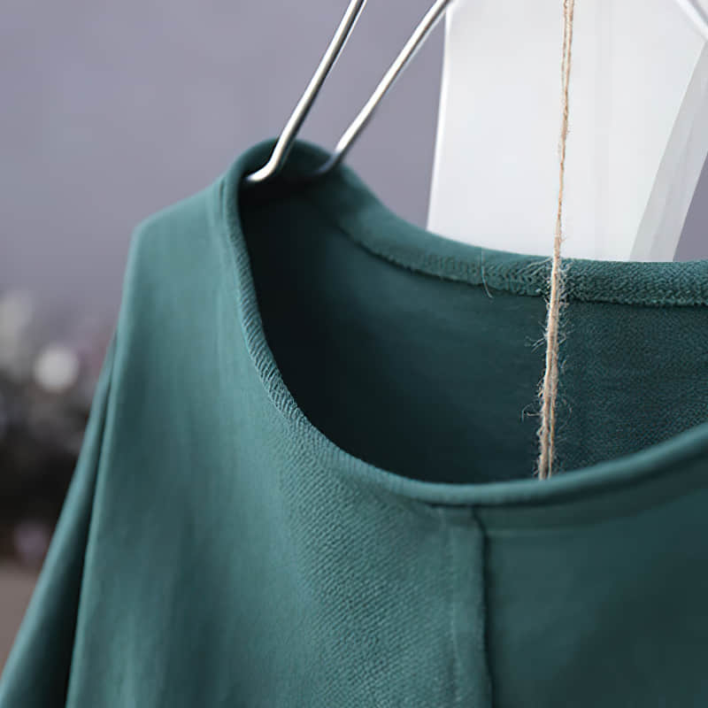 Cotton short-sleeved T-shirt summer plus size stitching top women | IFAUN