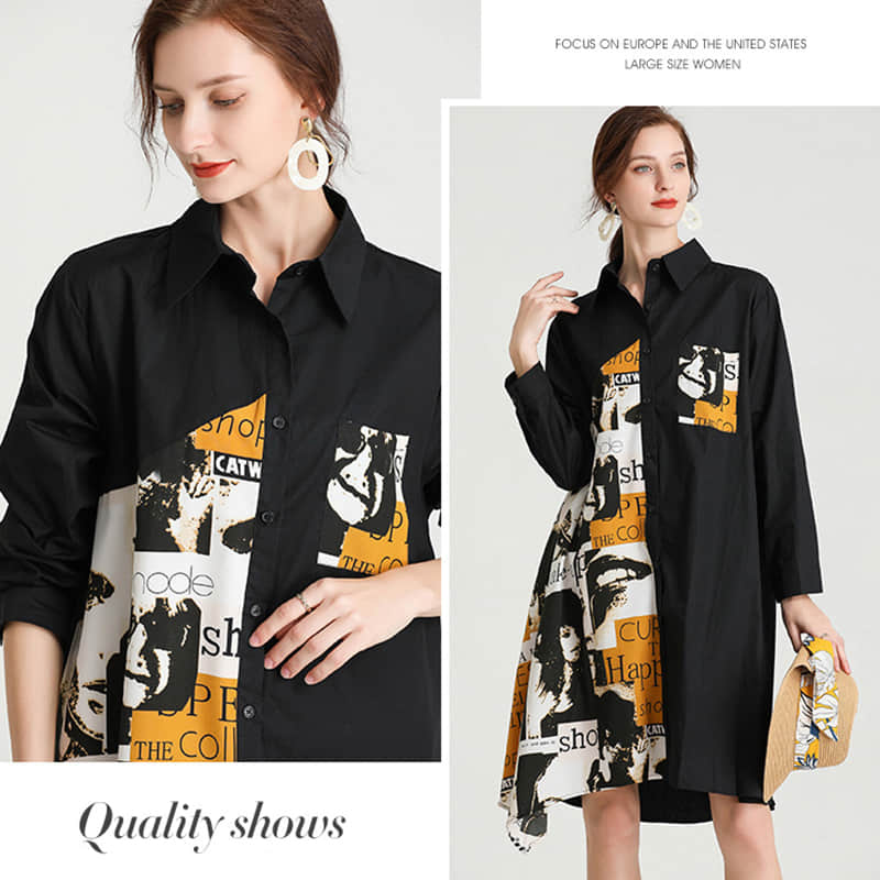 Women's plus size mid-length shirt | IFAUN