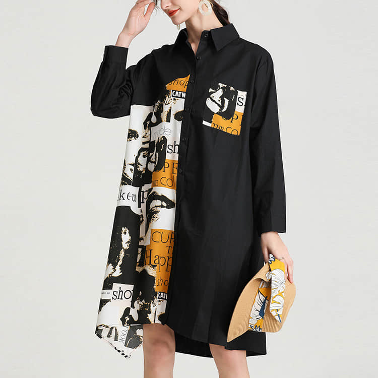 Women's plus size mid-length shirt | IFAUN