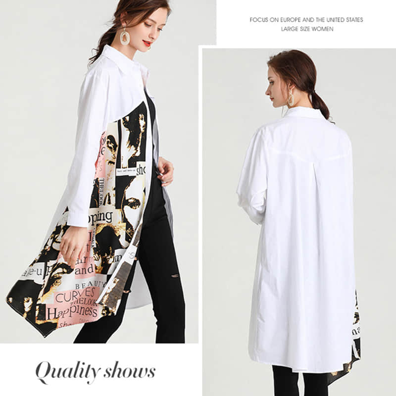 Women's plus size mid-length shirt | IFAUN