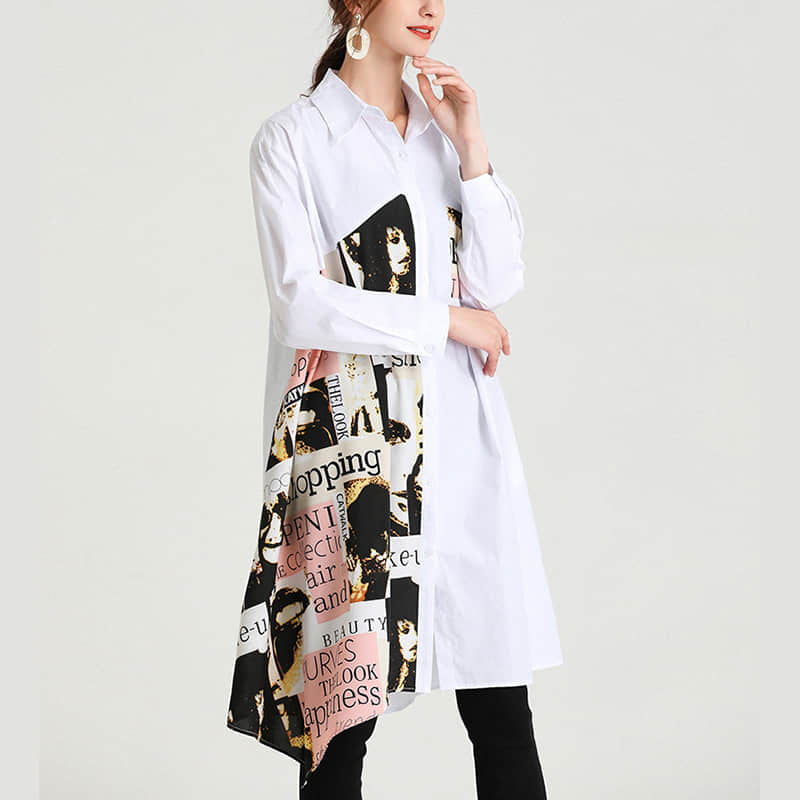 Women's plus size mid-length shirt | IFAUN