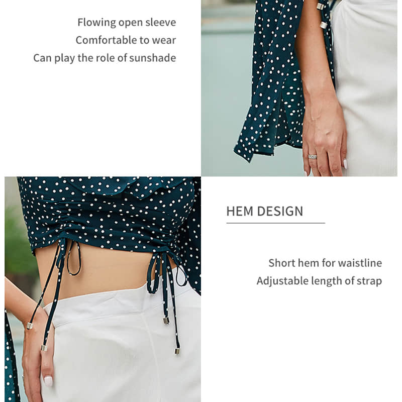 Fashion retro polka dot chiffon long sleeve top | IFAUN