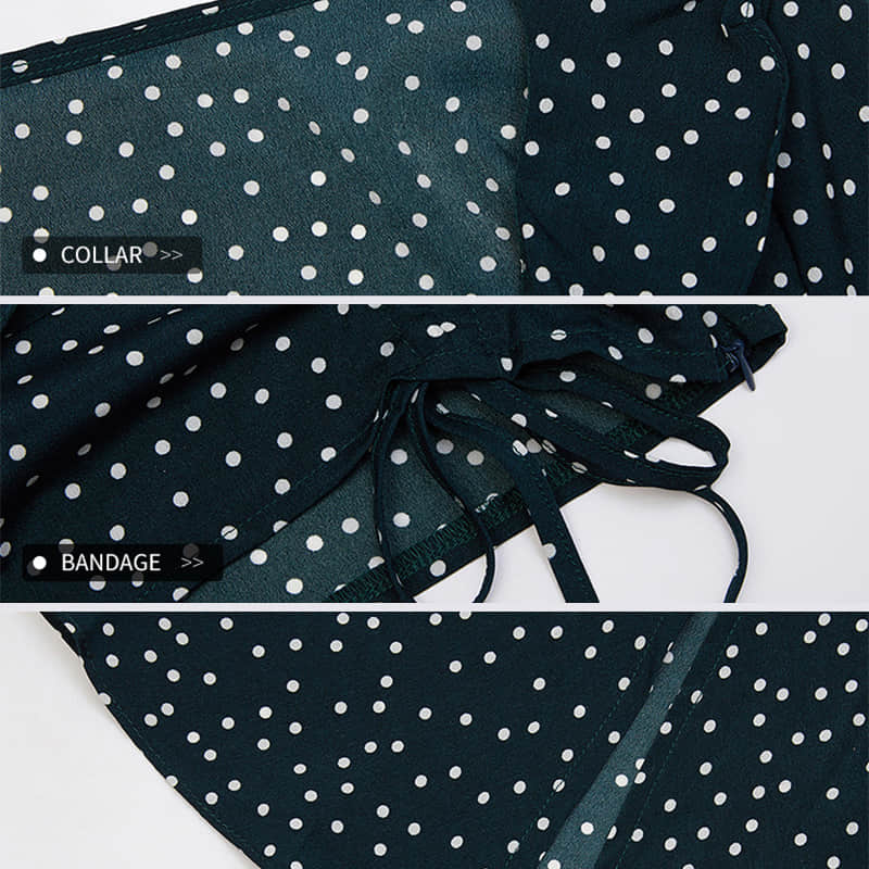 Fashion retro polka dot chiffon long sleeve top | IFAUN
