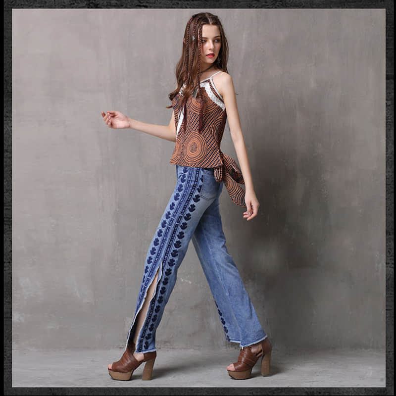 Printed chiffon blouse, retro bow lace small sling | IFAUN