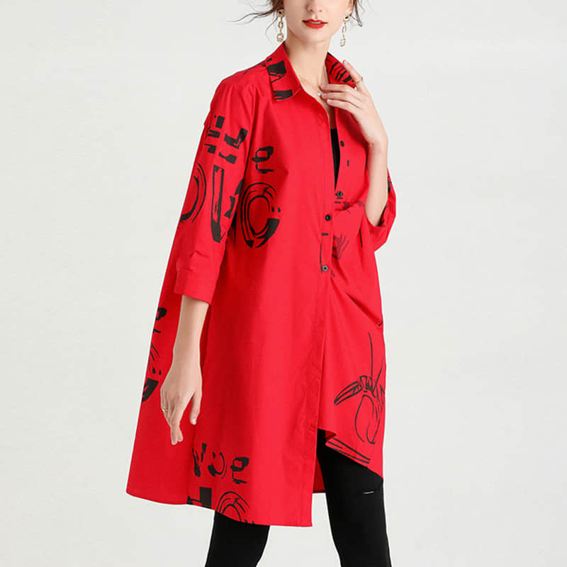 Women's new mid-length printed loose top | IFAUN