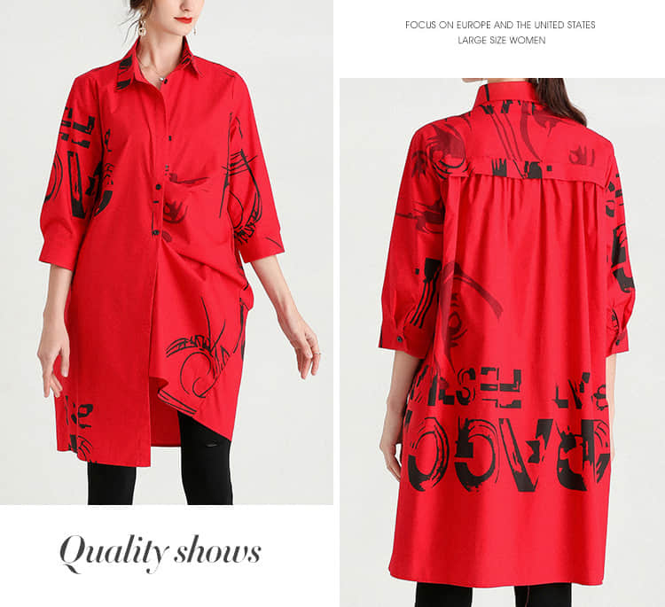 Women's new mid-length printed loose top | IFAUN