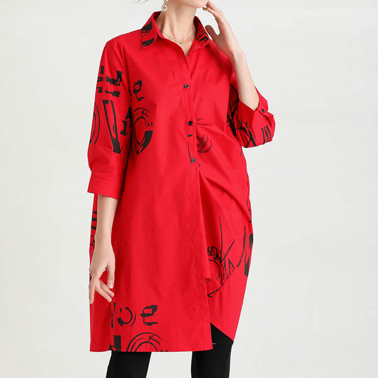 Women's new mid-length printed loose top | IFAUN