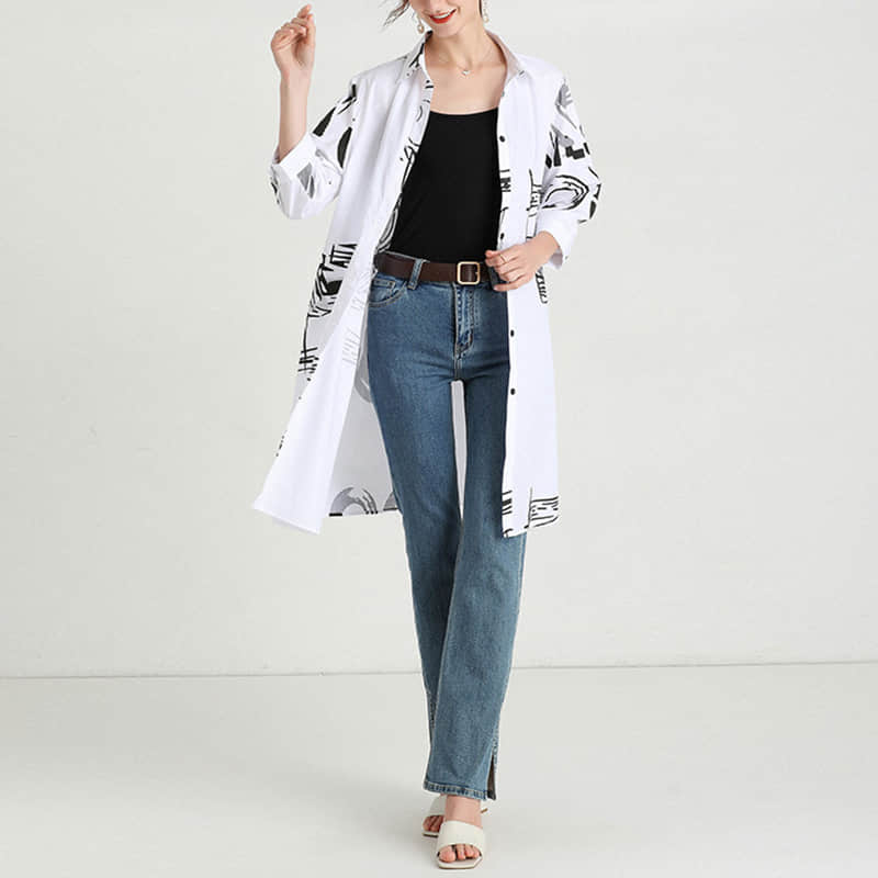 Women's new mid-length printed loose top | IFAUN
