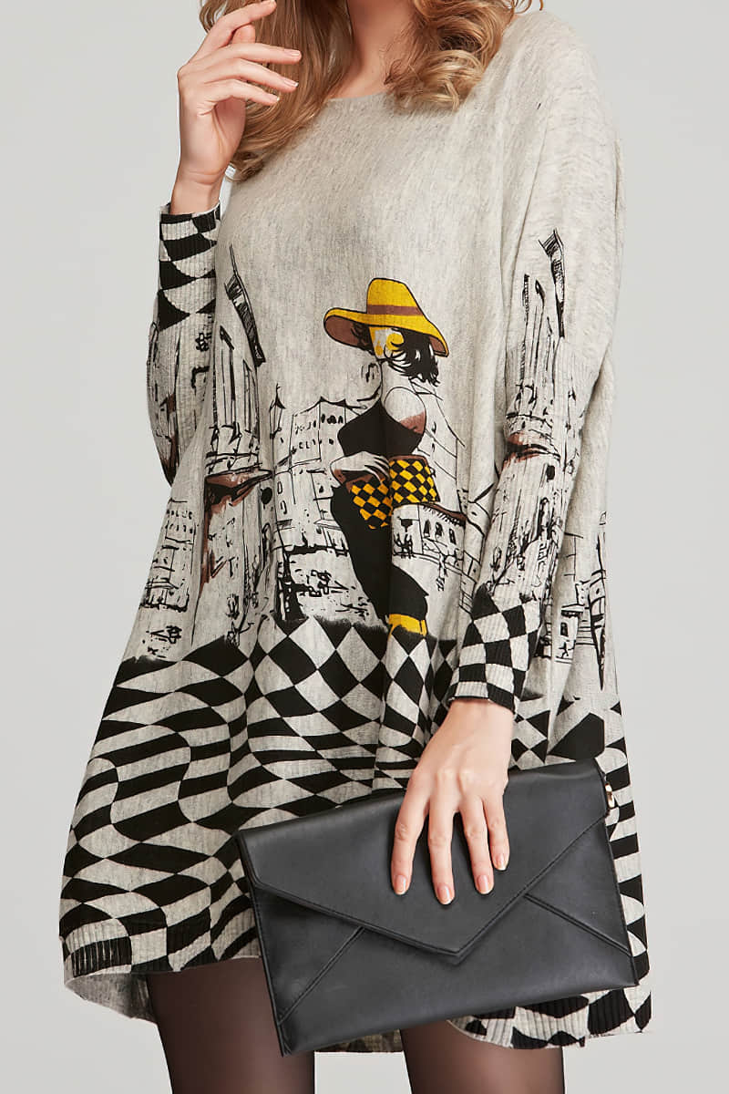 Women's plus size cartoon print pullover sweater | IFAUN