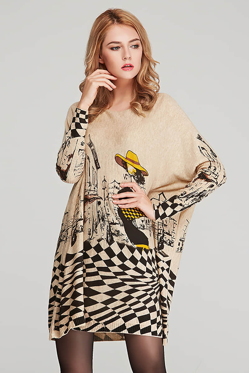 Women's plus size cartoon print pullover sweater | IFAUN