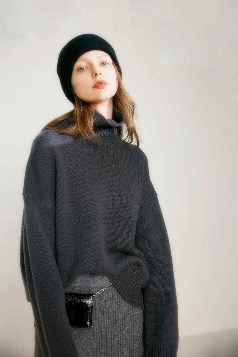 Thick Loose Slouchy Wool Turtleneck Sweater