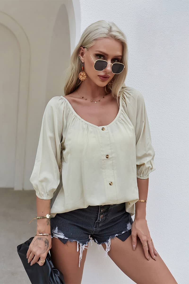 Summer women's loose thin shirt Apricot / XL | IFAUN