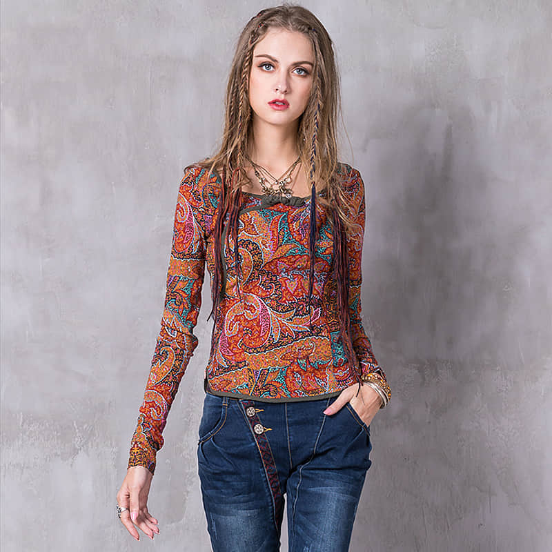 Women's disc button stretch long-sleeved shirt | IFAUN