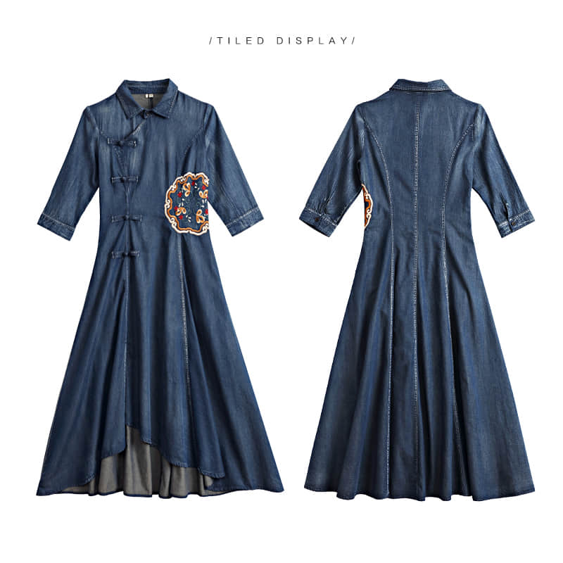 Woman's Spring retro embroidery slim dress | IFAUN