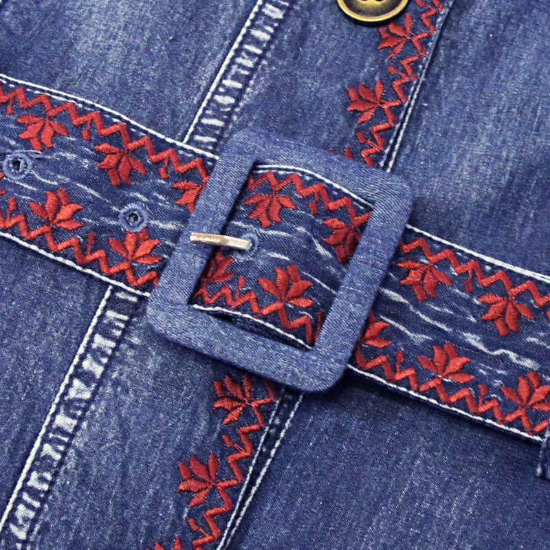 Mid-length belted Denim dress | IFAUN