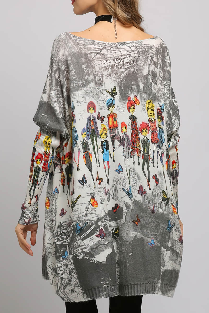 Loose and simple printed sweater | IFAUN