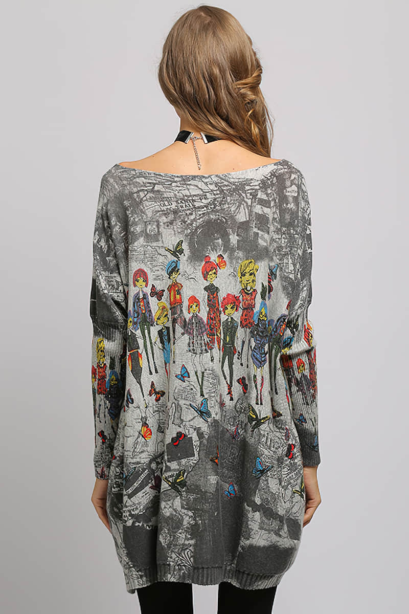 Loose and simple printed sweater | IFAUN