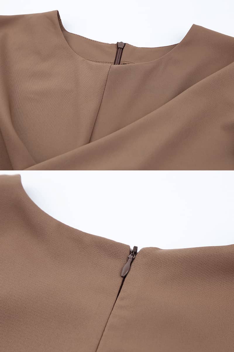 Women's round neck waist long sleeve dress | IFAUN