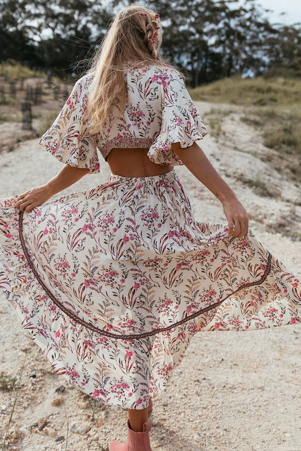 Bohemian Deep V Neck Tie Dress | IFAUN