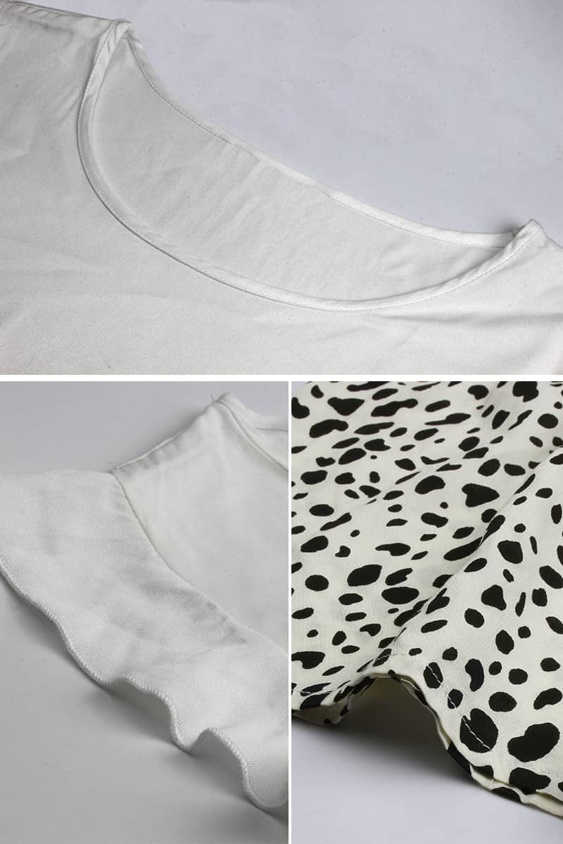Summer stitching leopard print flying sleeve dress | IFAUN