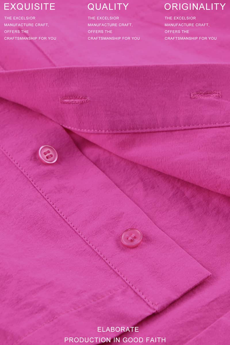 Hot pink short-sleeved shirt and hip skirt dress | IFAUN