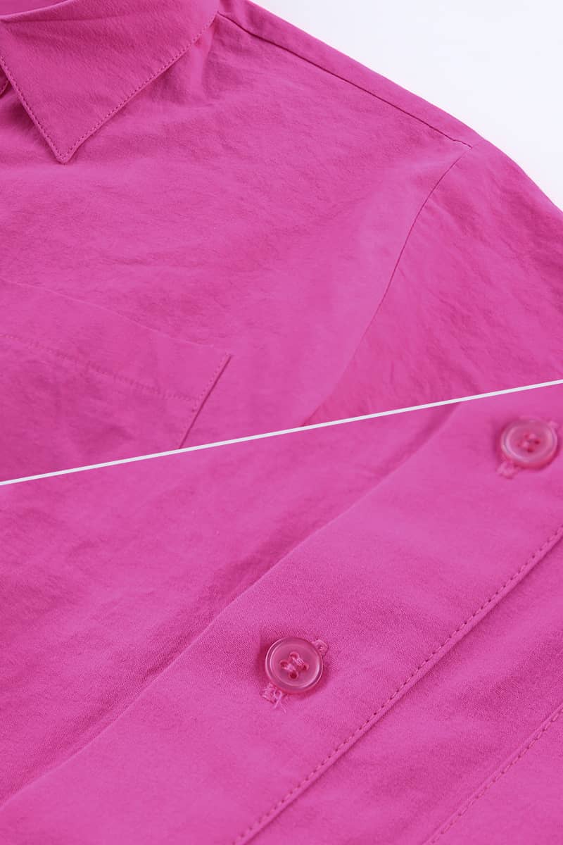 Hot pink short-sleeved shirt and hip skirt dress | IFAUN